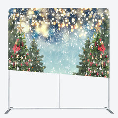 Lofaris Glitter Winter Christmas Trees Tension Fabric Backdrop