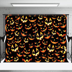 Lofaris Glowing Pumpkin Faces Pattern Halloween Backdrop