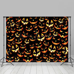 Lofaris Glowing Pumpkin Faces Pattern Halloween Backdrop