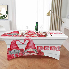 Lofaris Gnome Lover Flower Valentines Stretch Table Cover