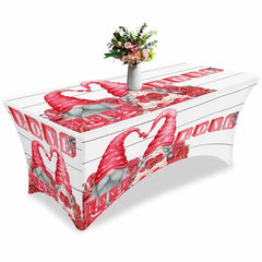 Lofaris Gnome Lover Flower Valentines Stretch Table Cover