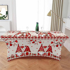 Lofaris Gnome Lover Rose Fitted Valentines Stretch Table Cover