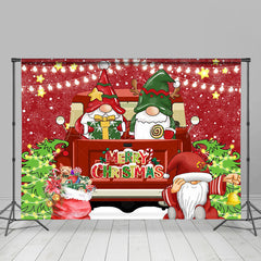 Lofaris Gnome On Red Car Light Strip Christmas Vibe Backdrop