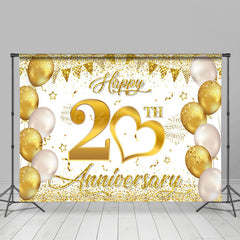 Lofaris Gold Balloon Ribbons Happy 20Th Anniversary Backdrop