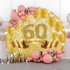 Lofaris Gold Balloons Glitter Round 60th Birthday Backdrop