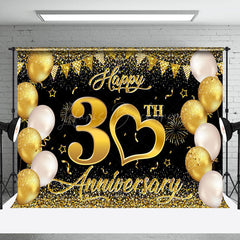 Lofaris Gold Balloons Happy 30Th Anniversary Backdrop