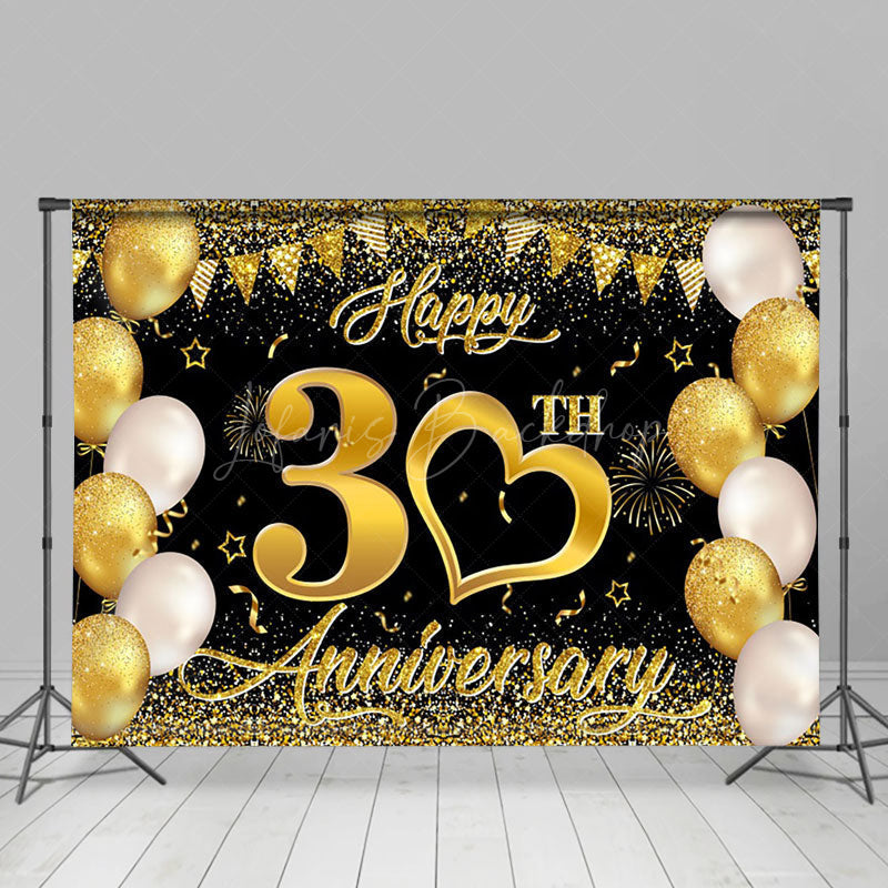 Lofaris Gold Balloons Happy 30Th Anniversary Backdrop