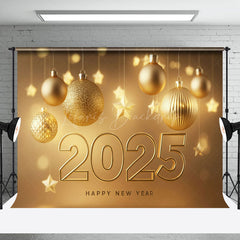 Lofaris Gold Bauble Stars Bokeh Luxury 2025 New Year Backdrop