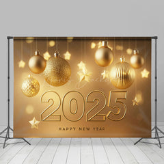 Lofaris Gold Bauble Stars Bokeh Luxury 2025 New Year Backdrop