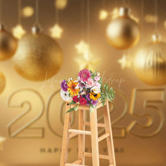 Lofaris Gold Bauble Stars Bokeh Luxury 2025 New Year Backdrop