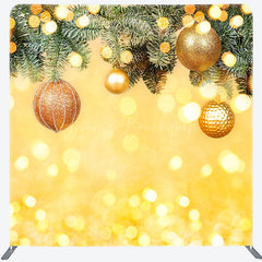 Lofaris Gold Bell Yellow Bokeh Christmas Pillow Case Backdrop