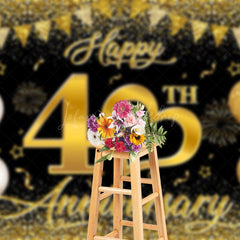 Lofaris Gold Black Balloons Happy 40Th Anniversary Backdrop