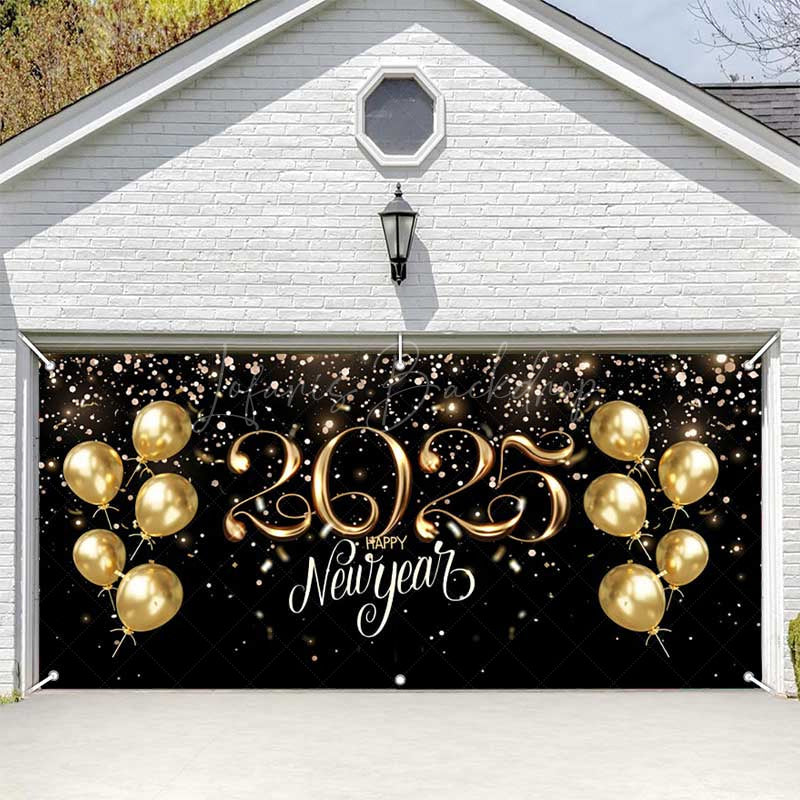 Lofaris Gold Blue Glitter 2025 New Year Garage Door Banner