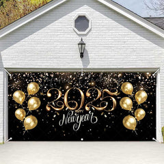 Lofaris Gold Blue Glitter 2025 New Year Garage Door Banner