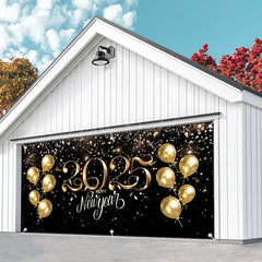 Lofaris Gold Blue Glitter 2025 New Year Garage Door Banner