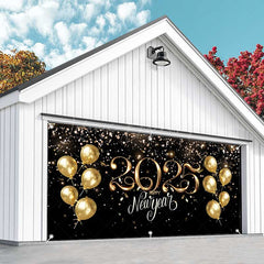 Lofaris Gold Blue Glitter 2025 New Year Garage Door Banner