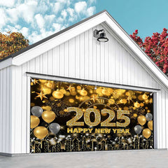 Lofaris Gold Bokeh Balloons City 2025 Garage Door Banner