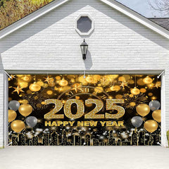 Lofaris Gold Bokeh Balloons City 2025 Garage Door Banner