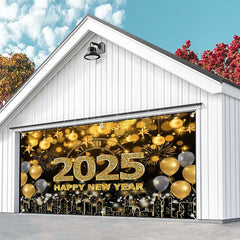 Lofaris Gold Bokeh Balloons City 2025 Garage Door Banner