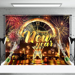 Lofaris Gold Colorful City Night Happy New Year Backdrop