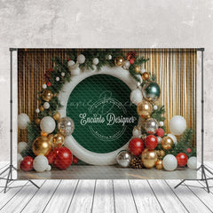 Lofaris Gold Curtain Balloon Green Circle Christmas Backdrop