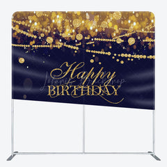 Lofaris Gold Diamonds Bokeh Black Birthday Square Backdrop