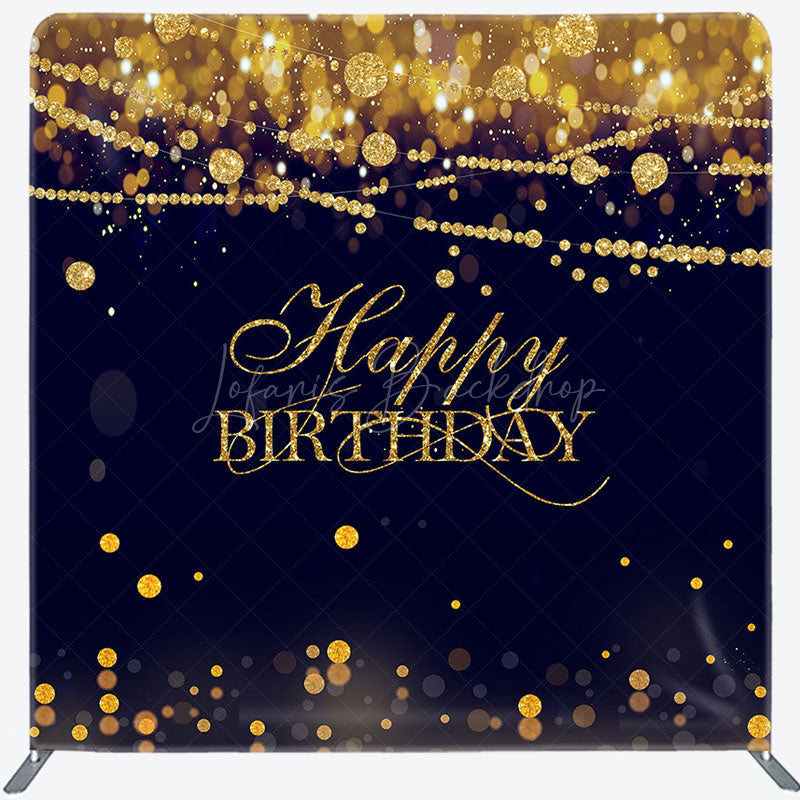 Lofaris Gold Diamonds Bokeh Black Birthday Square Backdrop