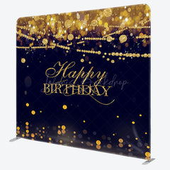 Lofaris Gold Diamonds Bokeh Black Birthday Square Backdrop