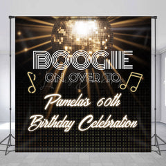 Lofaris Gold Disco Night Custom Name 60th Birthday Backdrop