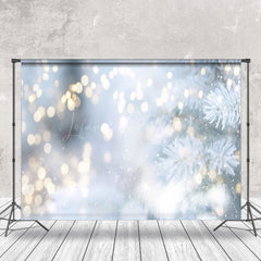 Lofaris Gold Dots Bokeh Pine Winter Scene Backdrop