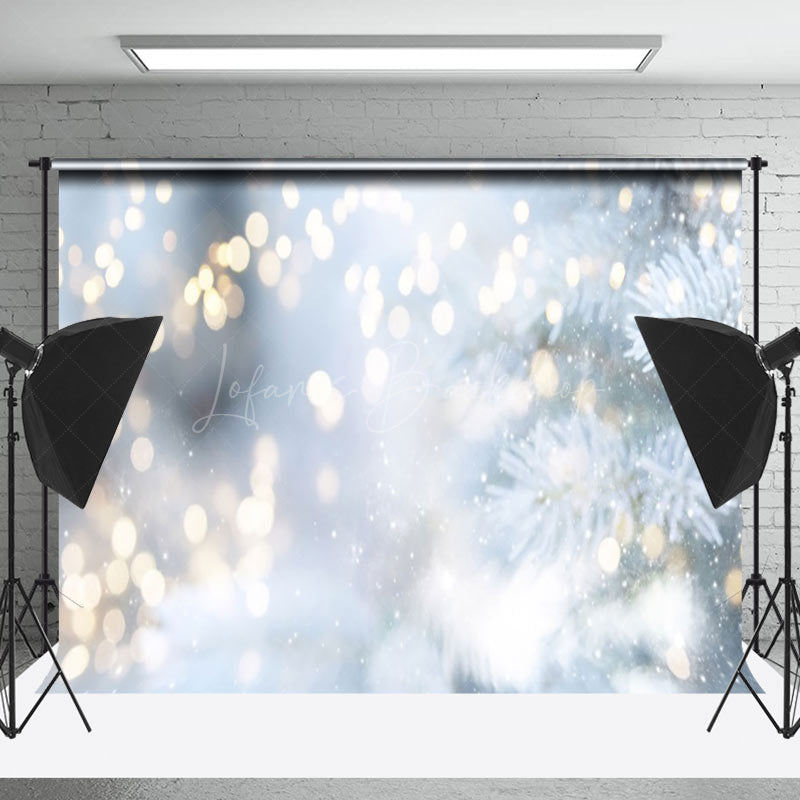 Lofaris Gold Dots Bokeh Pine Winter Scene Backdrop