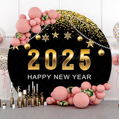 Lofaris Gold Dots Ornaments New Year Party Round Backdrop