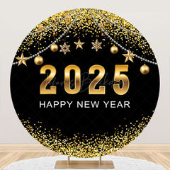 Lofaris Gold Dots Ornaments New Year Party Round Backdrop