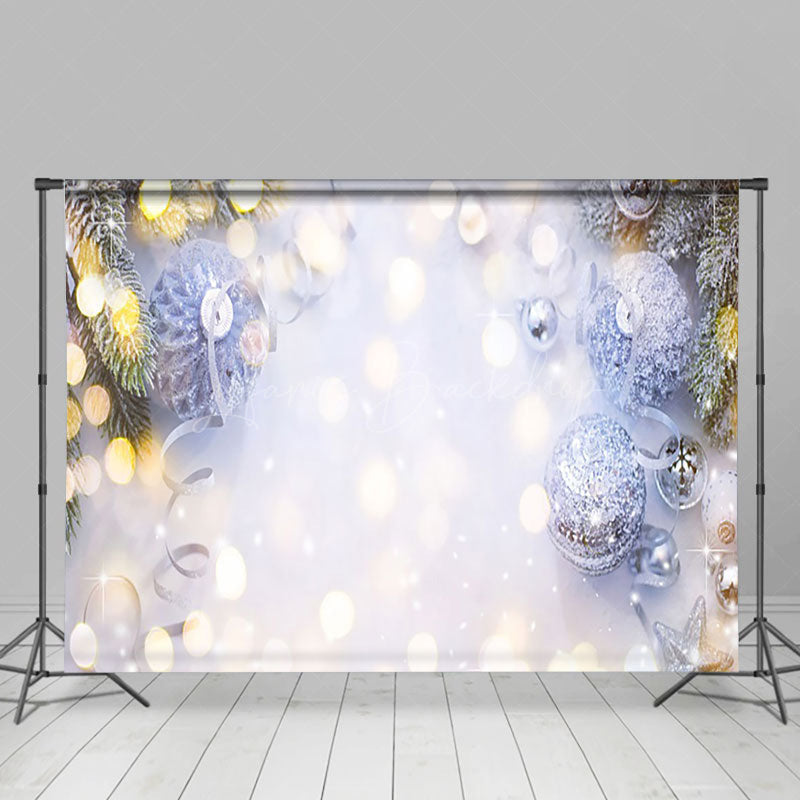 Lofaris Gold Dots Silver Ornaments Xmas Scene Backdrop