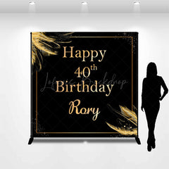 Lofaris Gold Feather Black Custom 40th Birthday Backdrop