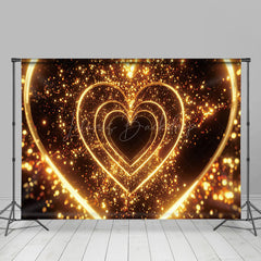 Lofaris Gold Fluorescence 3D Hearts Valentines Day Backdrop