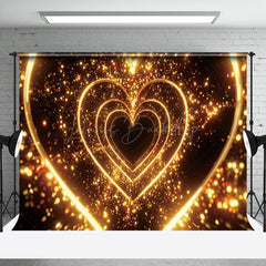 Lofaris Gold Fluorescence 3D Hearts Valentines Day Backdrop