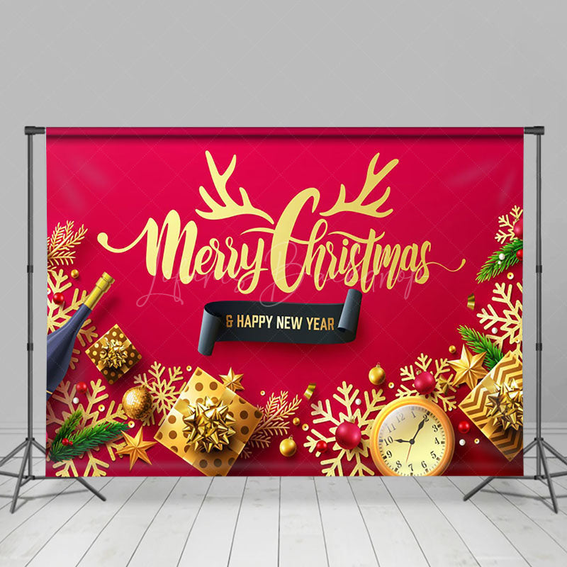 Lofaris Gold Gifts Merry Christmas Happy New Year Backdrop