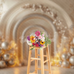 Lofaris Gold Glitter Arch Balloons Leaves Christmas Backdrop