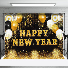 Lofaris Gold Glitter Balloon Happy New Year Party Backdrop