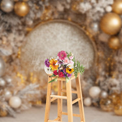 Lofaris Gold Glitter Balloons Pine Leaves Christmas Backdrop