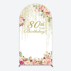 Lofaris Gold Glitter Floral 80th Birthday Arch Backdrop