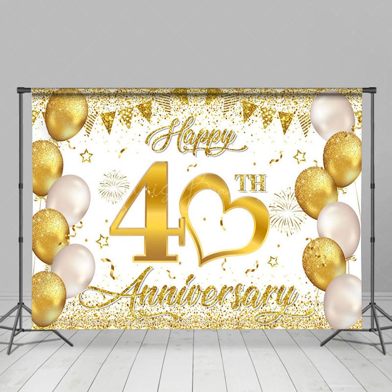 Lofaris Gold Glitter Sparks Happy 40Th Anniversary Backdrop