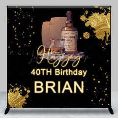 Lofaris Gold Glitter Whisky Custom 40th Birthday Backdrop