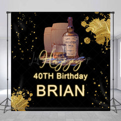 Lofaris Gold Glitter Whisky Custom 40th Birthday Backdrop