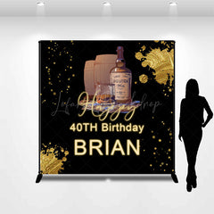 Lofaris Gold Glitter Whisky Custom 40th Birthday Backdrop