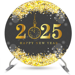 Lofaris Gold Grey 2025 Bokeh Round Happy New Year Backdrop