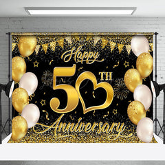 Lofaris Gold Heart Balloons 50Th Anniversary Party Backdrop