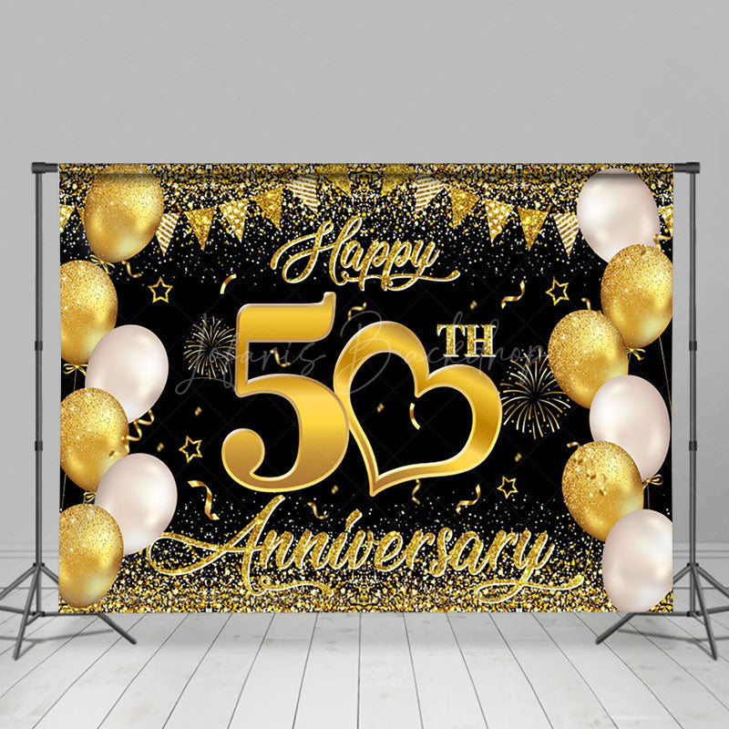 Lofaris Gold Heart Balloons 50Th Anniversary Party Backdrop