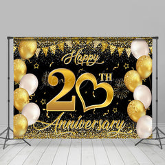 Lofaris Gold Heart Balloons Happy 20Th Anniversary Backdrop